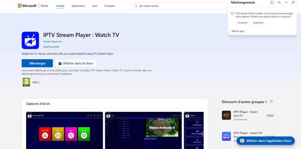 Installing IPTV stream player