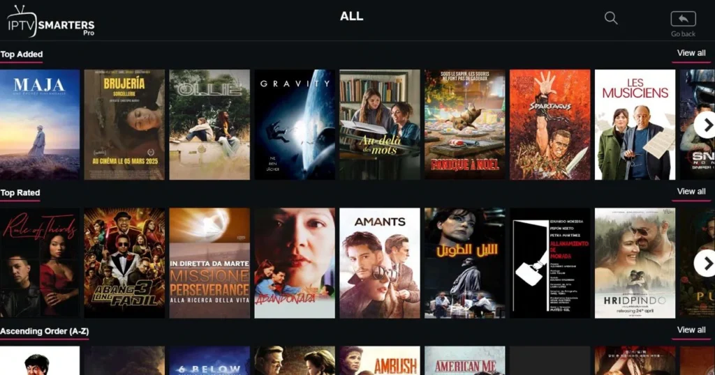 Streaming on iptv smarters pro